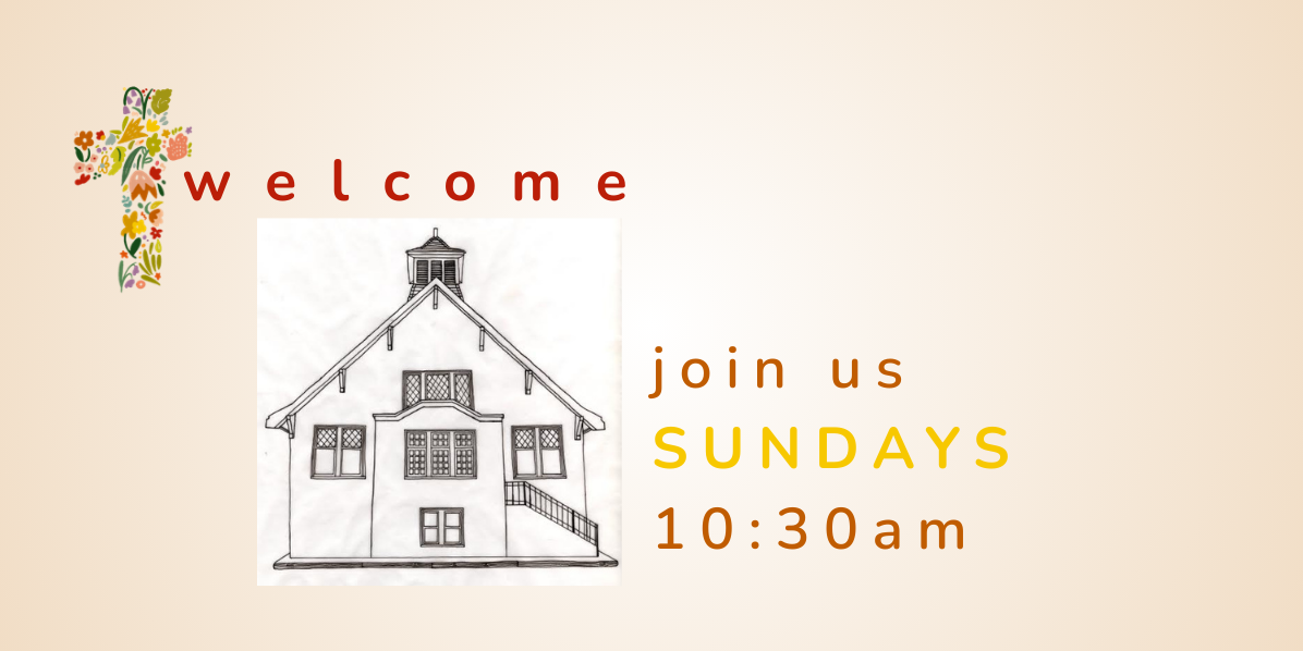 illustration of the church building with meeting time