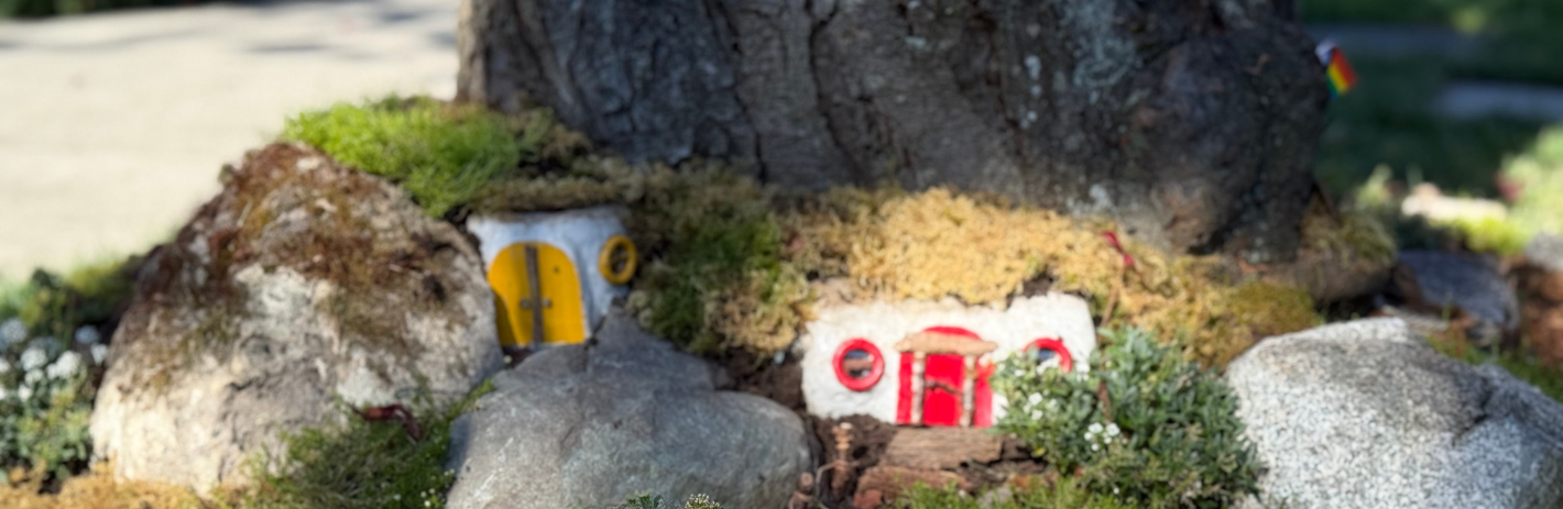 photo of a neigbhourhood faerie garden under a tree